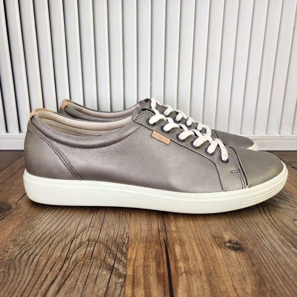ECCO Soft 7 Womens 10.5 EU 41 Metallic Gray Casual City Lifestyle Sneakers Shoes